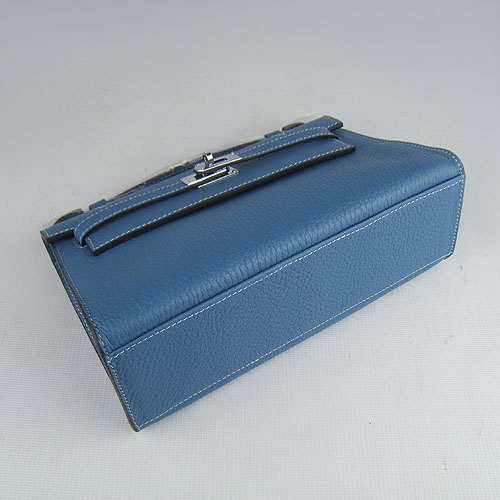 AAA Hermes Kelly 22 CM France Leather Handbag Blue H008 On Sale